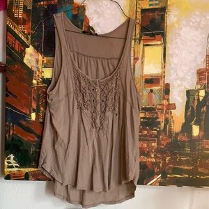 American eagle brown embroidered flowy tank XS.